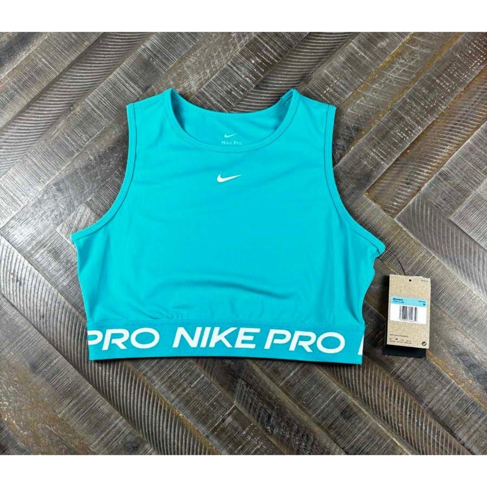 Nike Pro Dri-Fit Womens Training Crop Tank Top Teal Blue FZ3615-345 Size M NWT